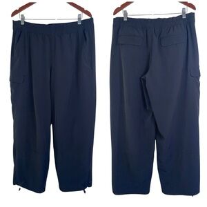 Athleta cargo pants elastic waist athletic hiking black womens large